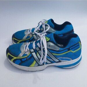 Adidas blue and green lace up kids sneakers